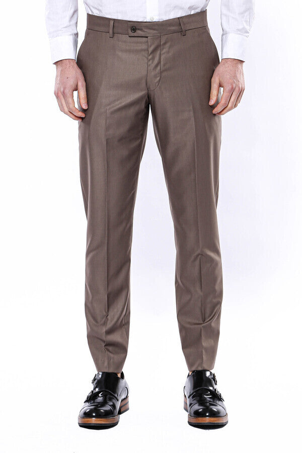 WSS Plain Brown Men Trousers  - Singen