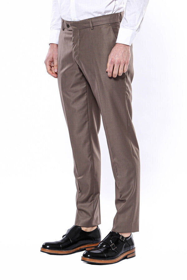 WSS Plain Brown Men Trousers  - Singen