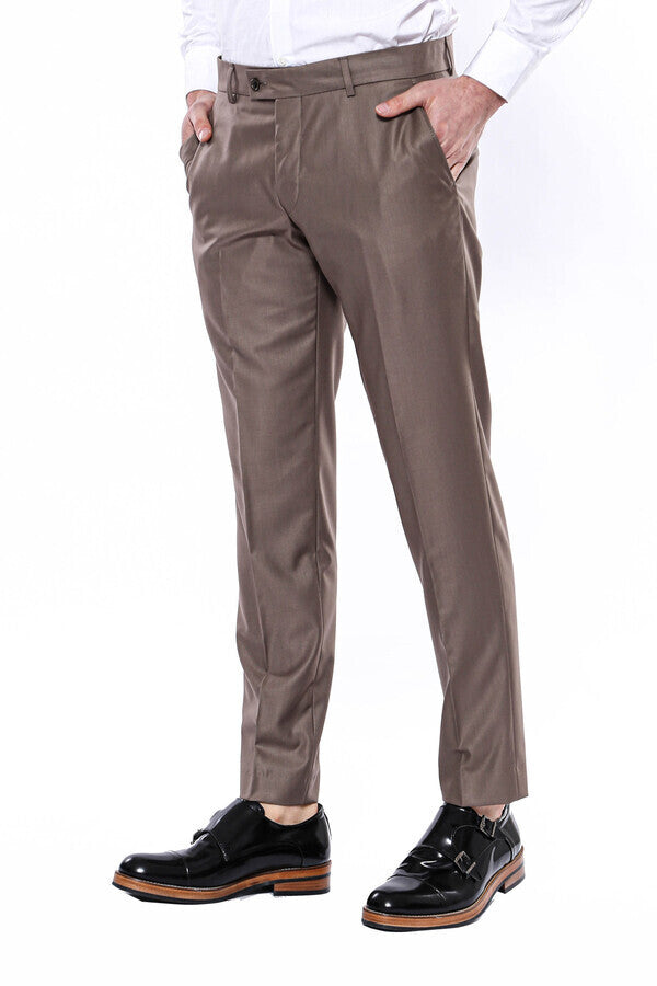 WSS Plain Brown Men Trousers  - Singen