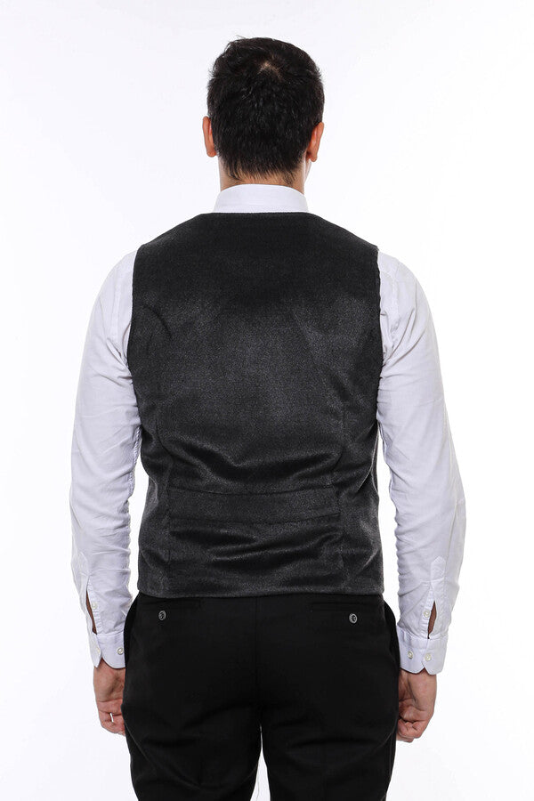 WSS Plain Collared Anthracite Men Vest - Singen