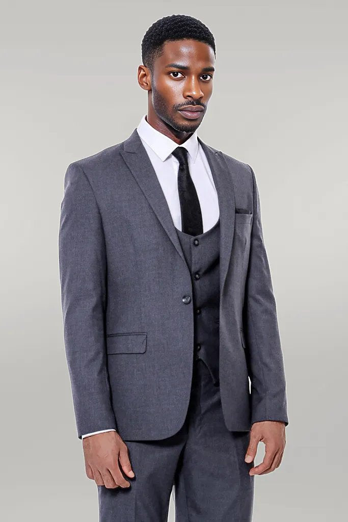 WSS Plain Slim Fit Anthracite Men Suit  - Singen