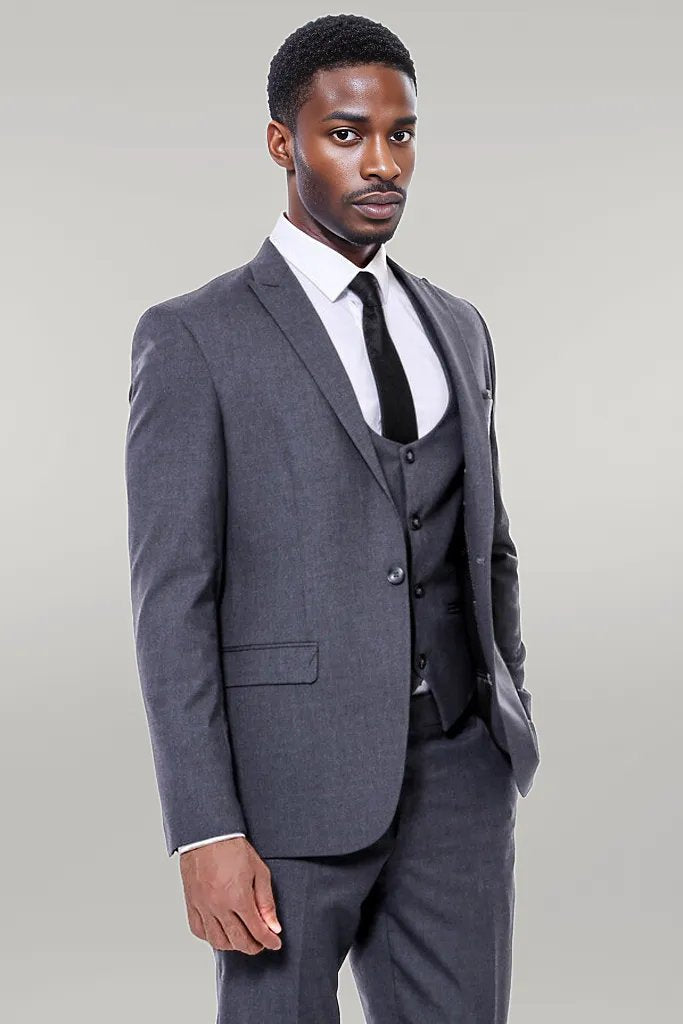 WSS Plain Slim Fit Anthracite Men Suit  - Singen