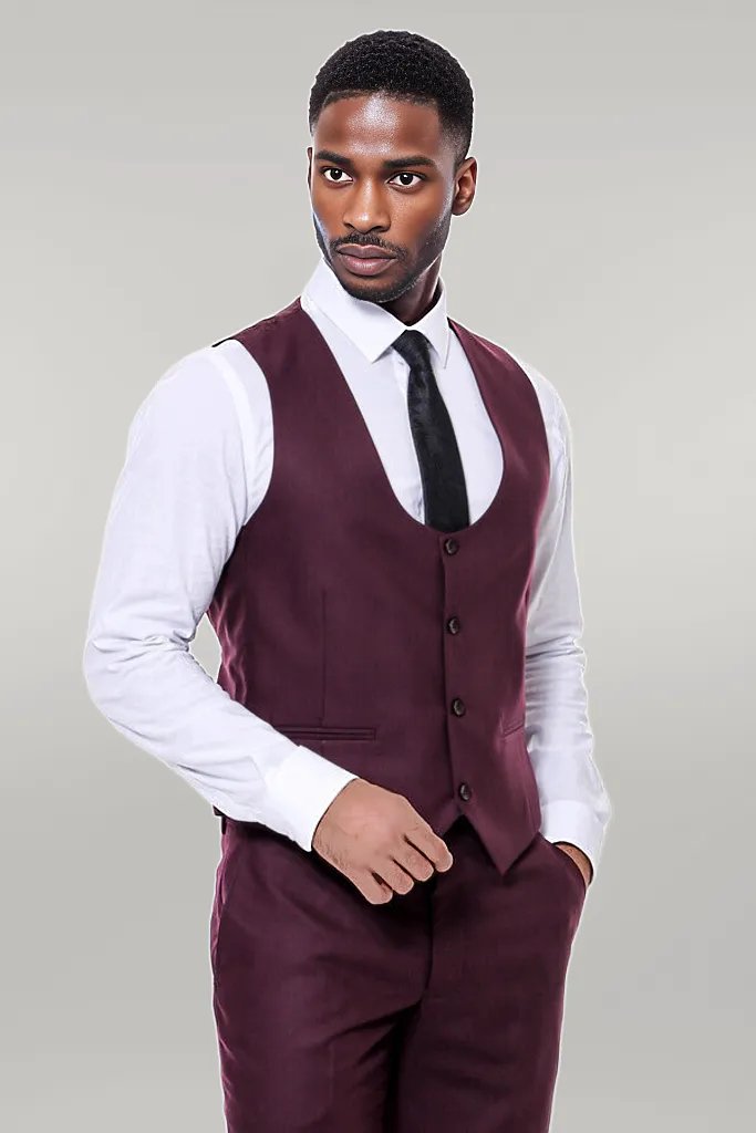 WSS Plain Slim Fit Burgundy Men Suit  - Singen