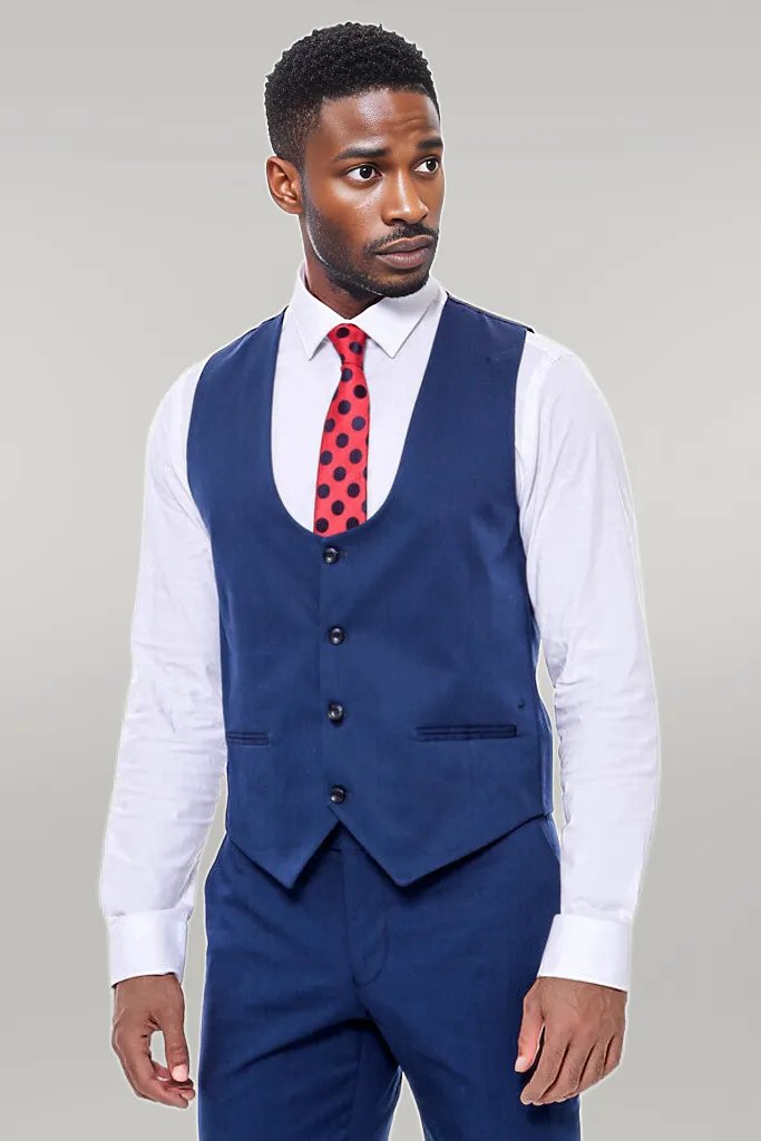 WSS Plain Slim Fit Navy Blue Men Suit  - Singen