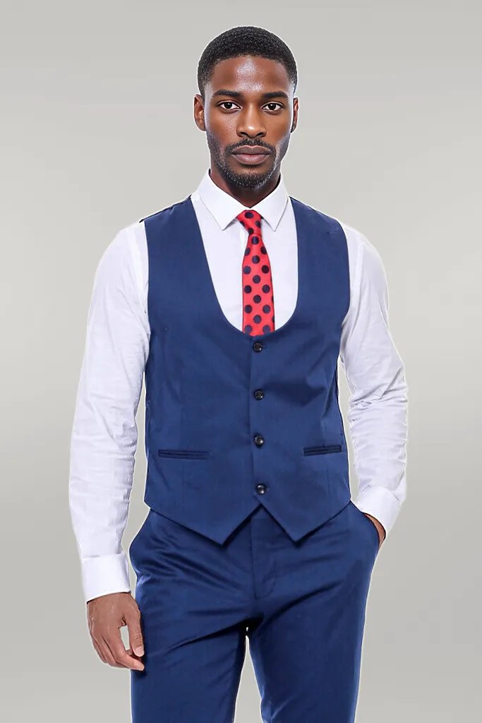 WSS Plain Slim Fit Navy Blue Men Suit  - Singen