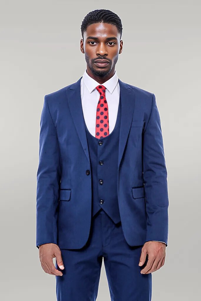 WSS Plain Slim Fit Navy Blue Men Suit  - Singen