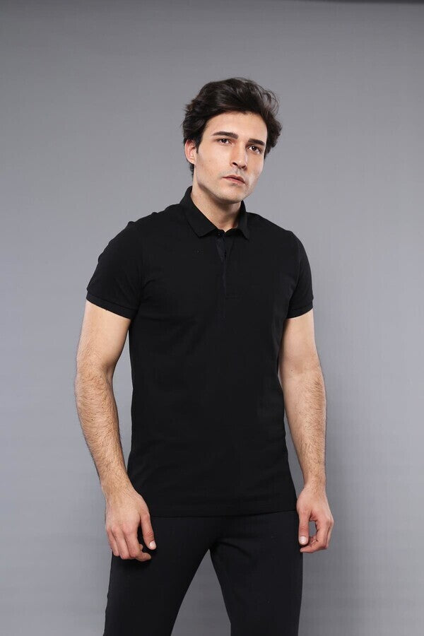 WSS Polo Plain Black T-Shirt  - Singen