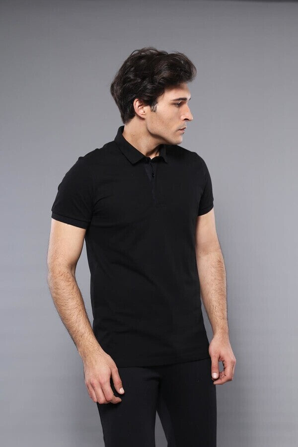 WSS Polo Plain Black T-Shirt  - Singen