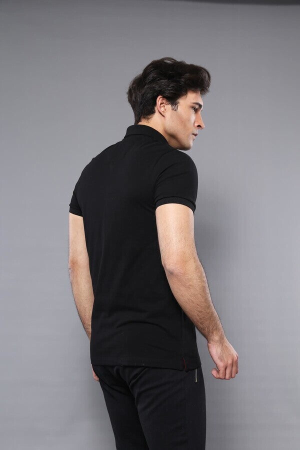 WSS Polo Plain Black T-Shirt  - Singen