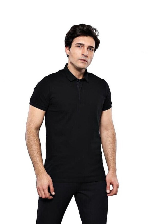 WSS Polo Plain Black T-Shirt  - Singen