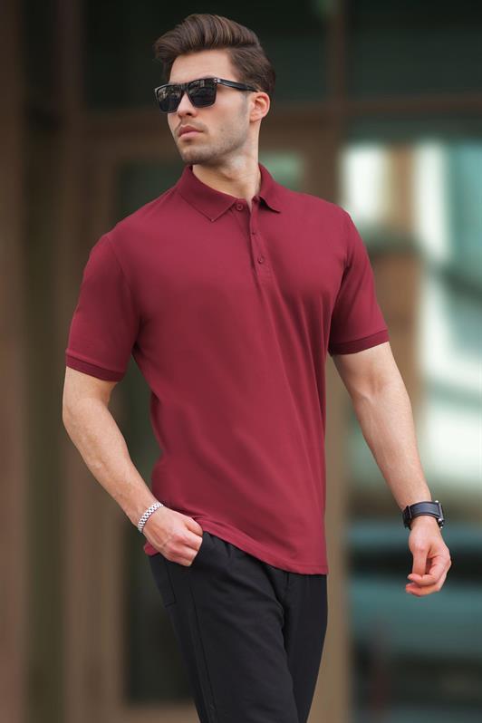 MDX Burgundy Overfit Short Sleeve Polo Neck Men's T-shirt 7029 - Livermore