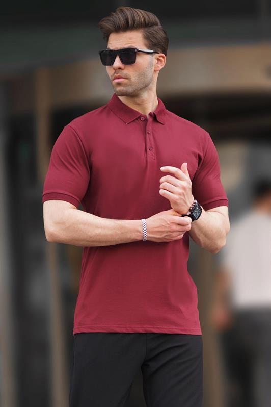 MDX Burgundy Overfit Short Sleeve Polo Neck Men's T-shirt 7029 - Livermore