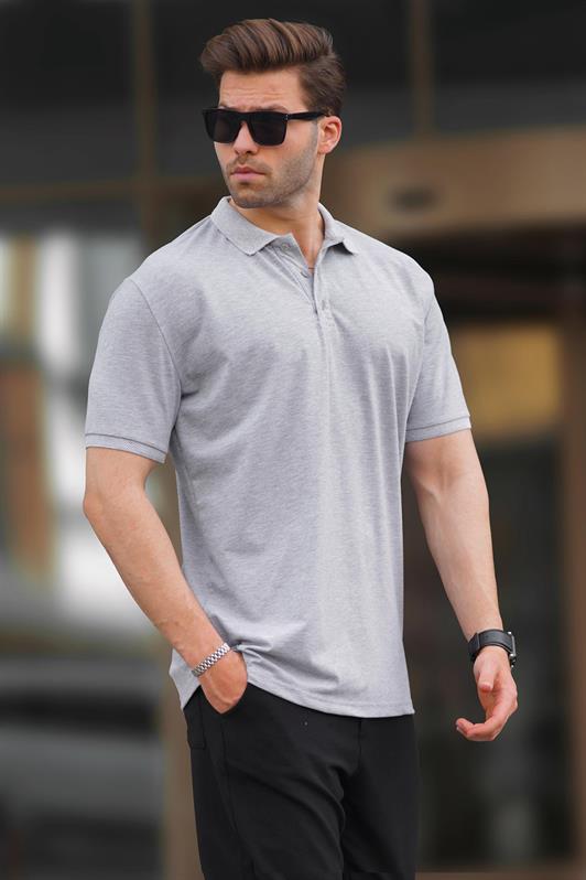 MDX Gray Overfit Short Sleeve Polo Neck Men's T-Shirt 7029 - Horizon West