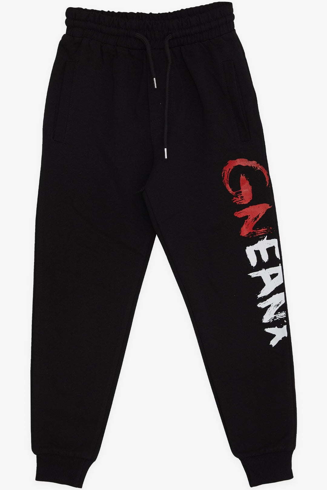 BRE Poyraz Kids Boys' Sweatpants with Printed Text for 4-8 Years, Black - Potsdam