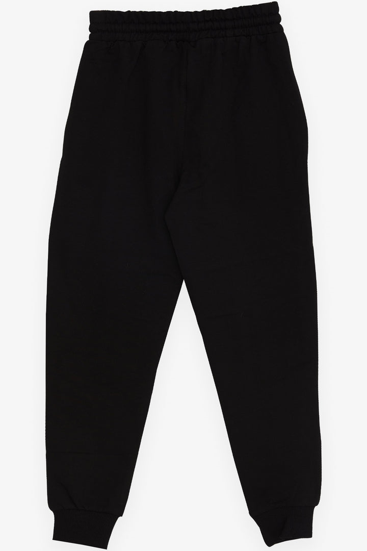 BRE Poyraz Kids Boys' Sweatpants with Printed Cuffs 4-8 Years, Black - Roeselare