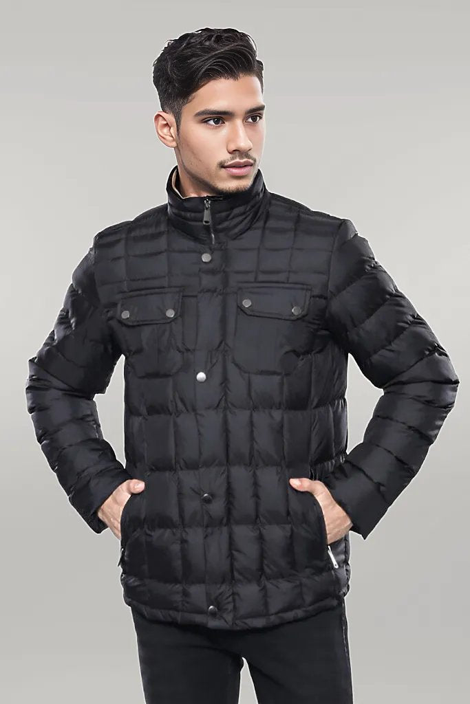 WSS Quilted Black Men Winter Coat  - Singen