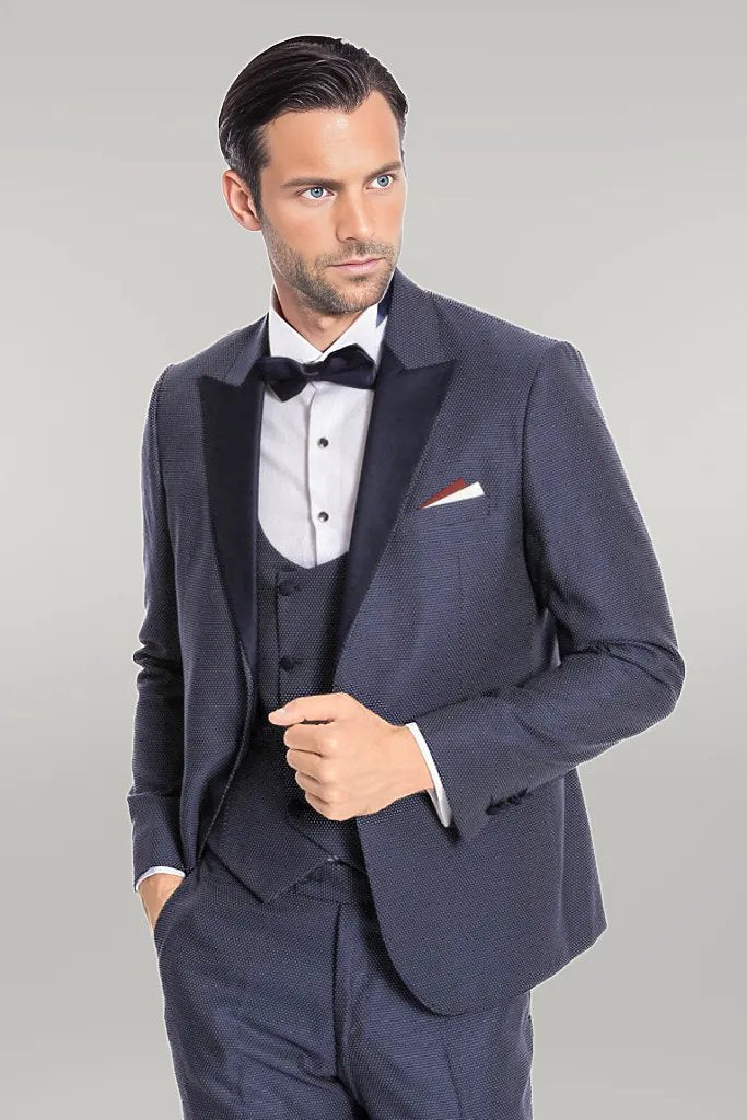 WSS Removable Lapel Vested Navy Blue Tuxedo  - Singen