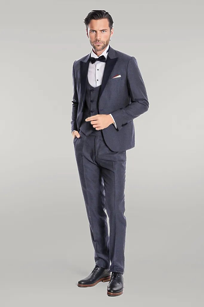 WSS Removable Lapel Vested Navy Blue Tuxedo  - Singen