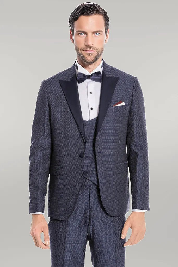 WSS Removable Lapel Vested Navy Blue Tuxedo  - Singen