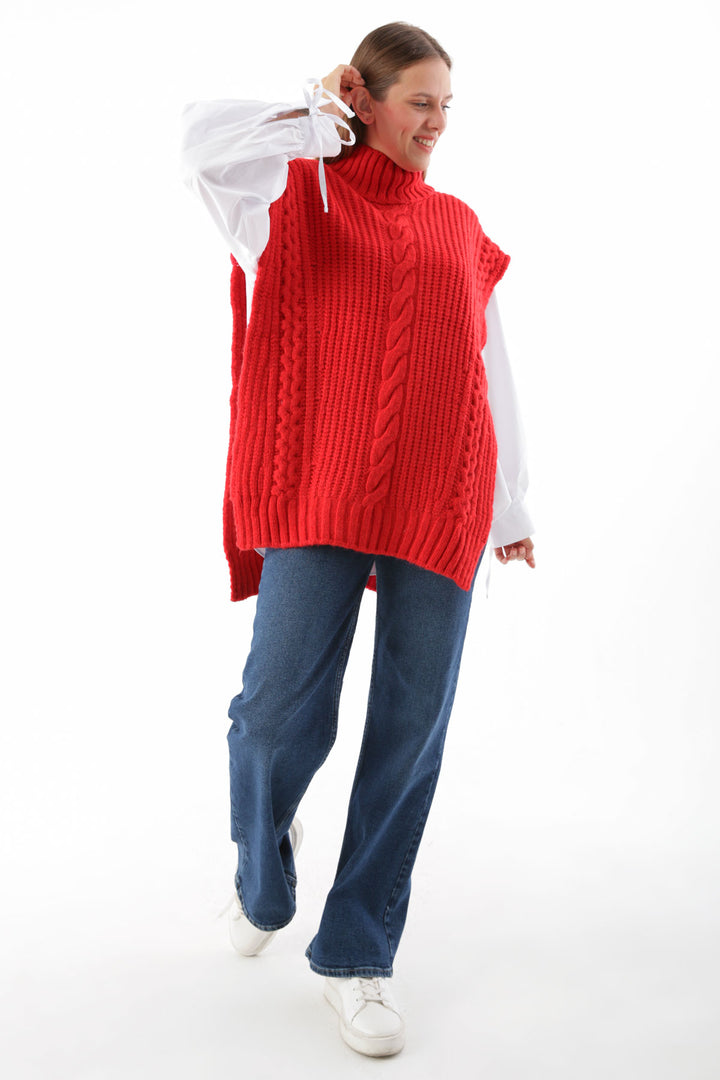 TLD Women Allday Red Hair Braided Sweater - Delaware