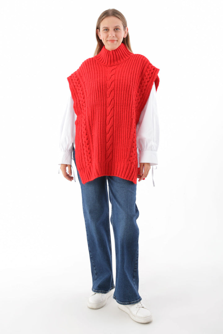 TLD Women Allday Red Hair Braided Sweater - Delaware