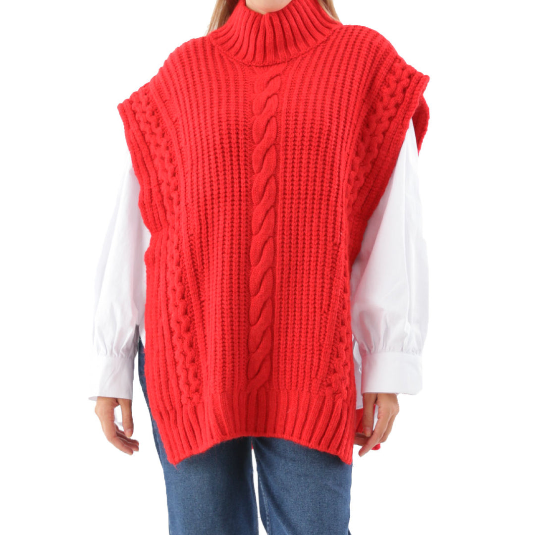 TLD Women Allday Red Hair Braided Sweater - Delaware