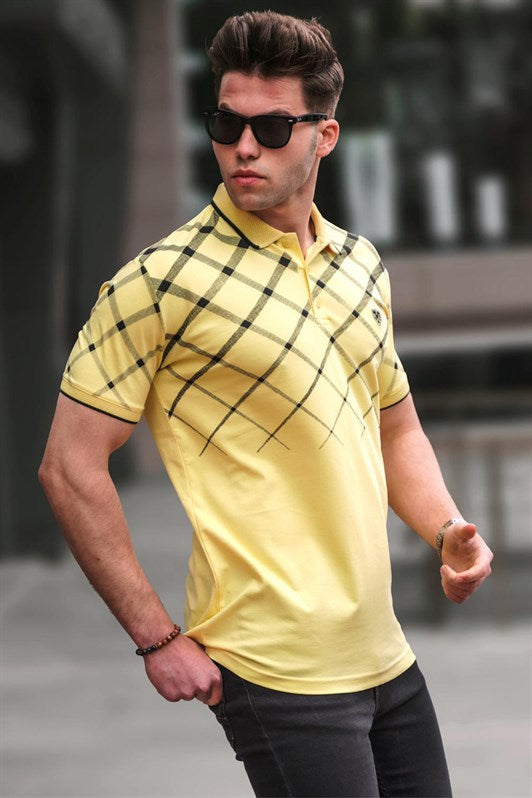 MDX Yellow Buttoned Polo Neck Men's T-shirt 5867 - Kingswood