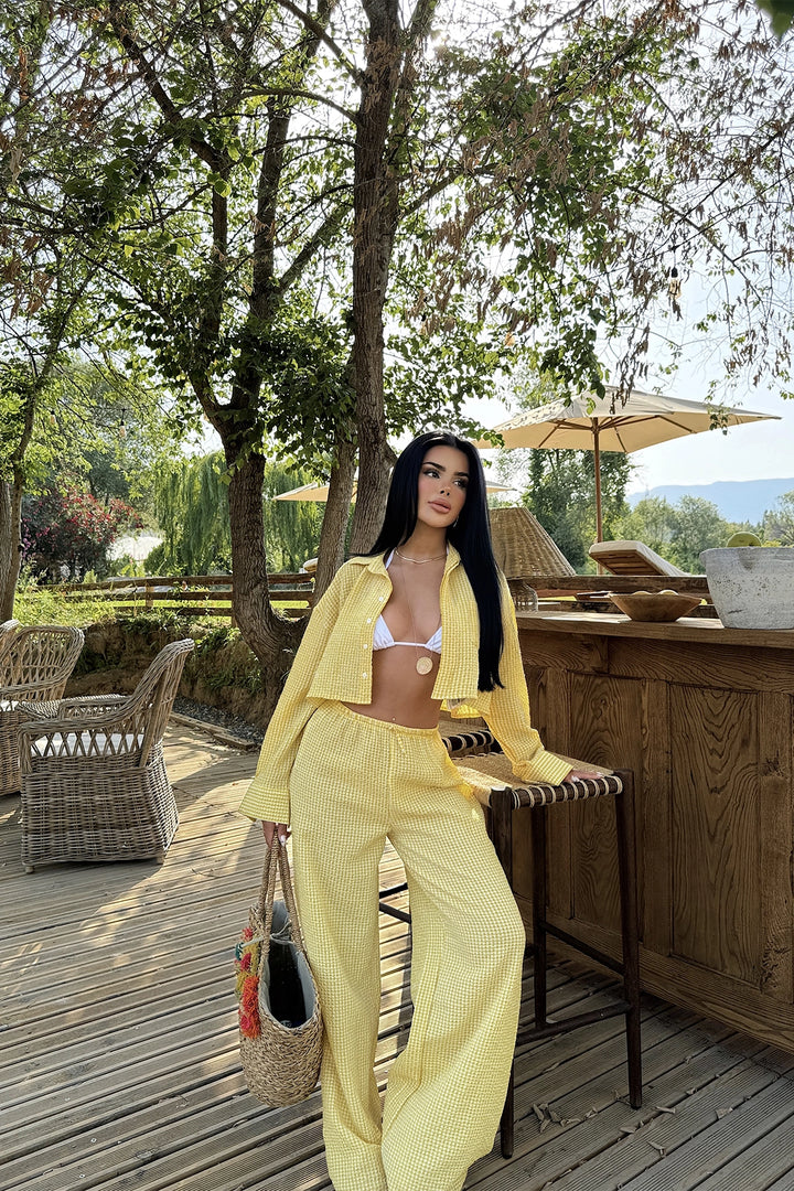 EYY Women Yellow Checkered Suit - Bisceglie