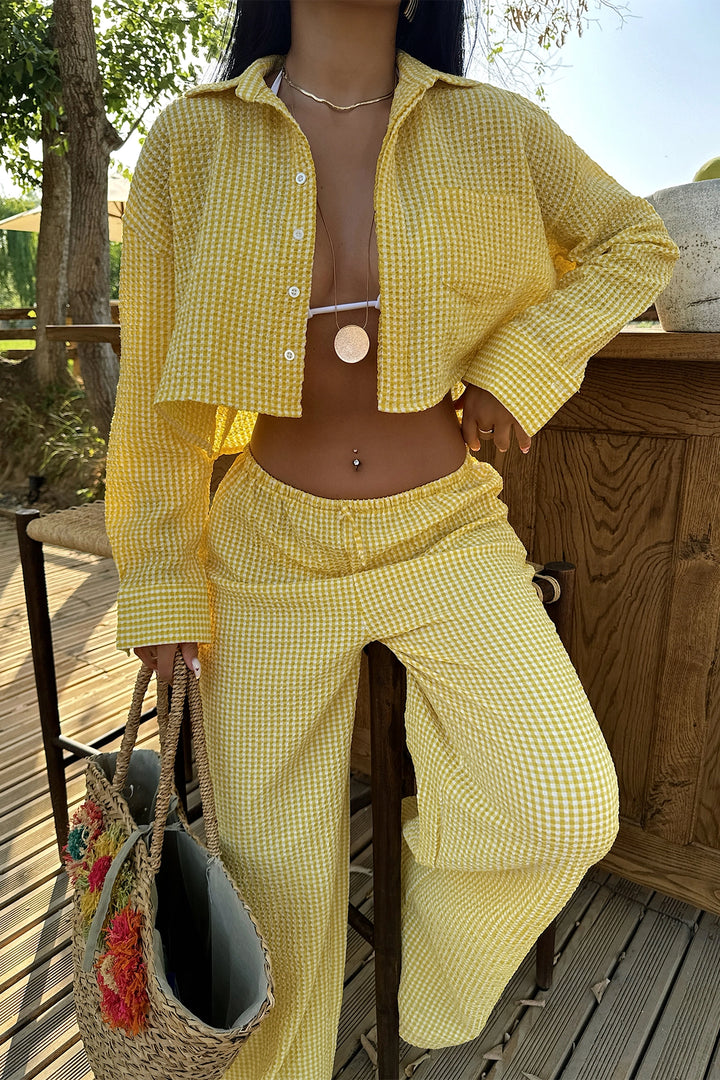 EYY Women Yellow Checkered Suit - Bisceglie