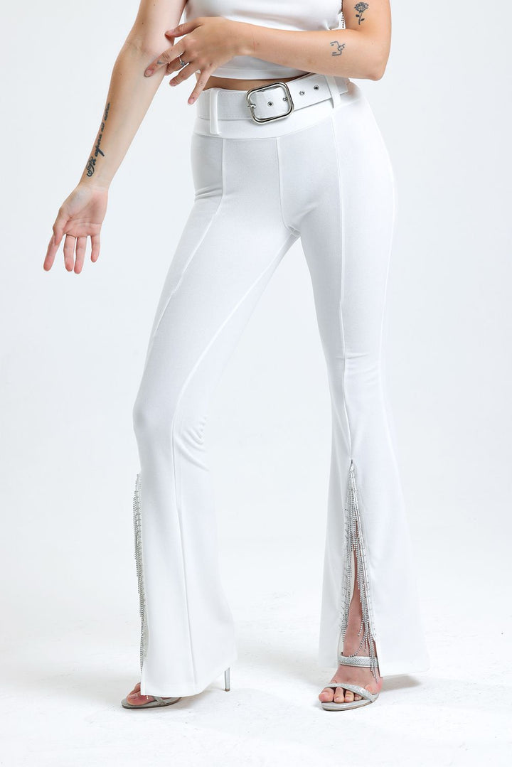 SNS High Waisted Stone Detailed Formal Trousers - Charleroi