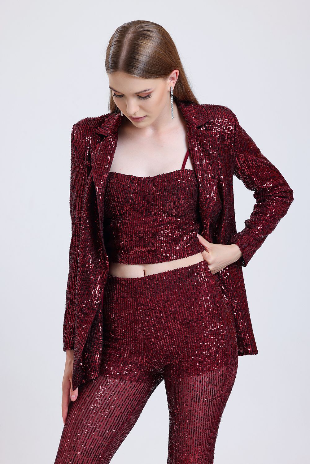 SNS Burgundy Lined Sequined Вечерняя куртка - Wilrijk