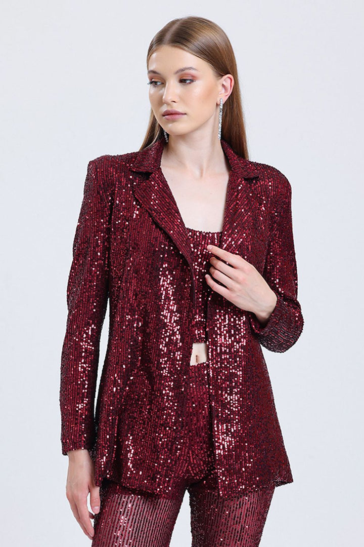 SNS Burgundy Lined Sequined Вечерняя куртка - Wilrijk