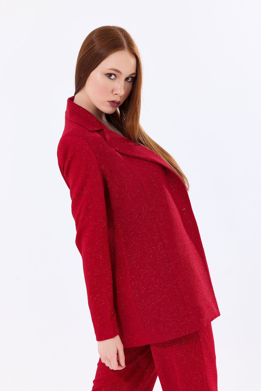 SNS Burgundy Lined Glittery Puffer Abaya Jacket - Meriden