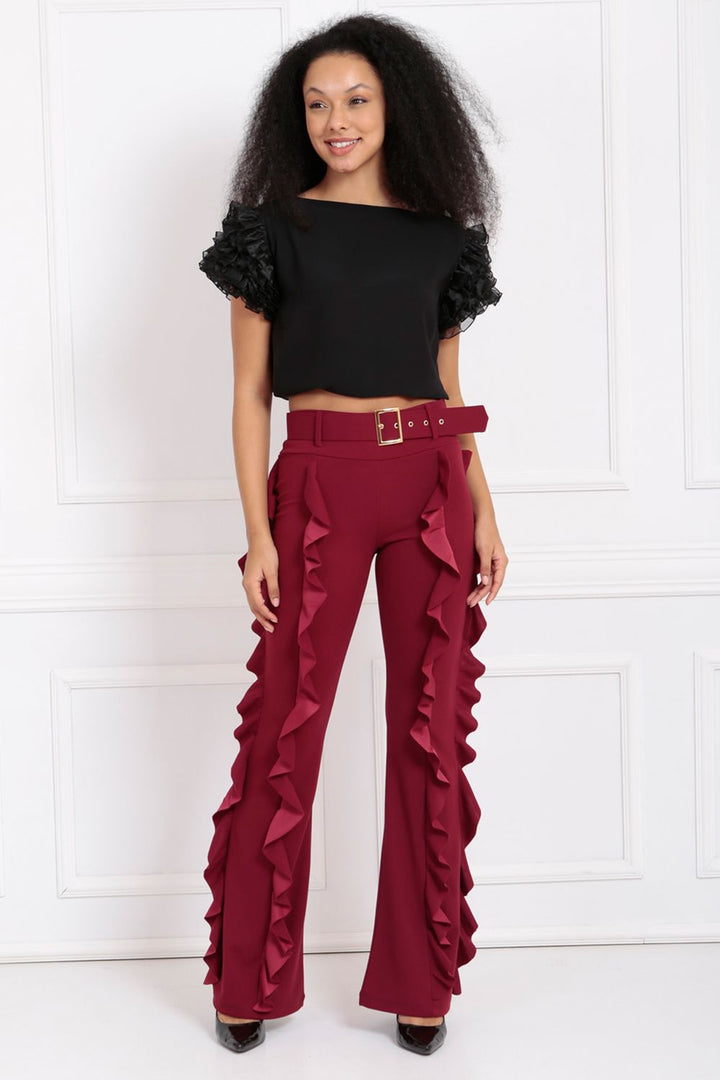 SNS Sense Bordeaux Spanish Hem Scuba Crepe Pants - Villareal