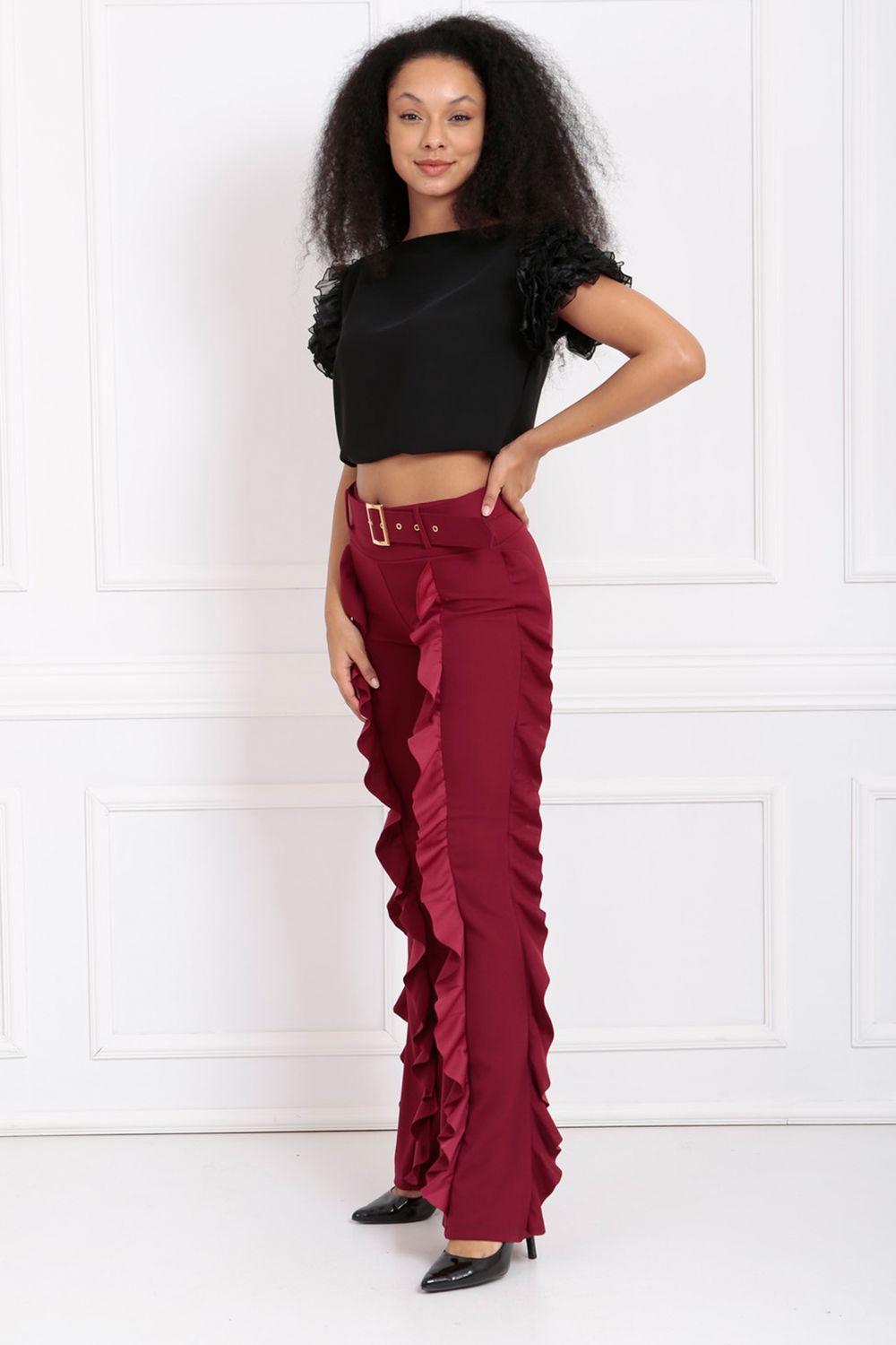 SNS Sense Bordeaux Spanish Hem Scuba Crepe Pants - Villareal