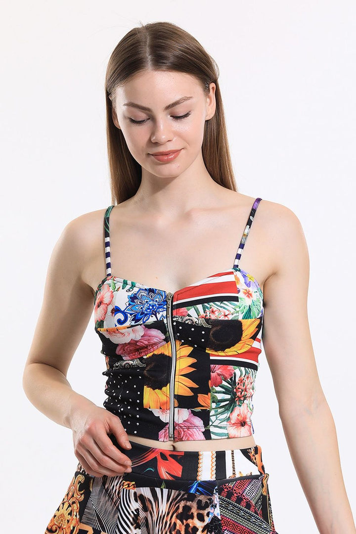 SNS Sense Ecru Digital Printed Digital Printed Gloplu Bustier - Toledo