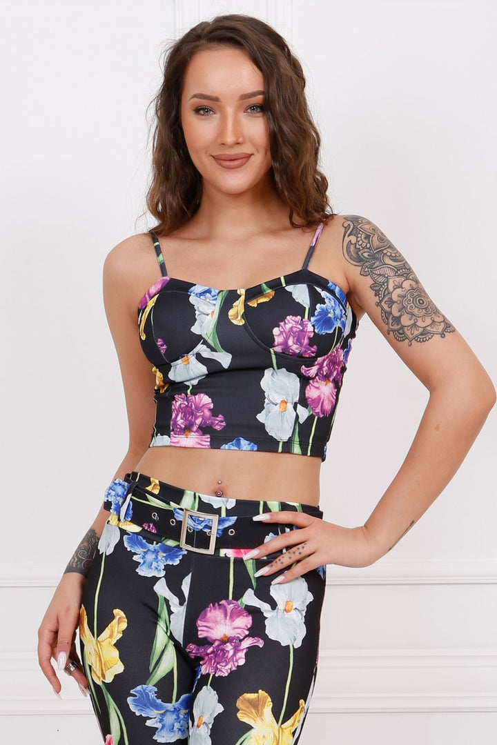 SNS Sense Tulip Patterned Zippered Strappy Bustier - Hagen