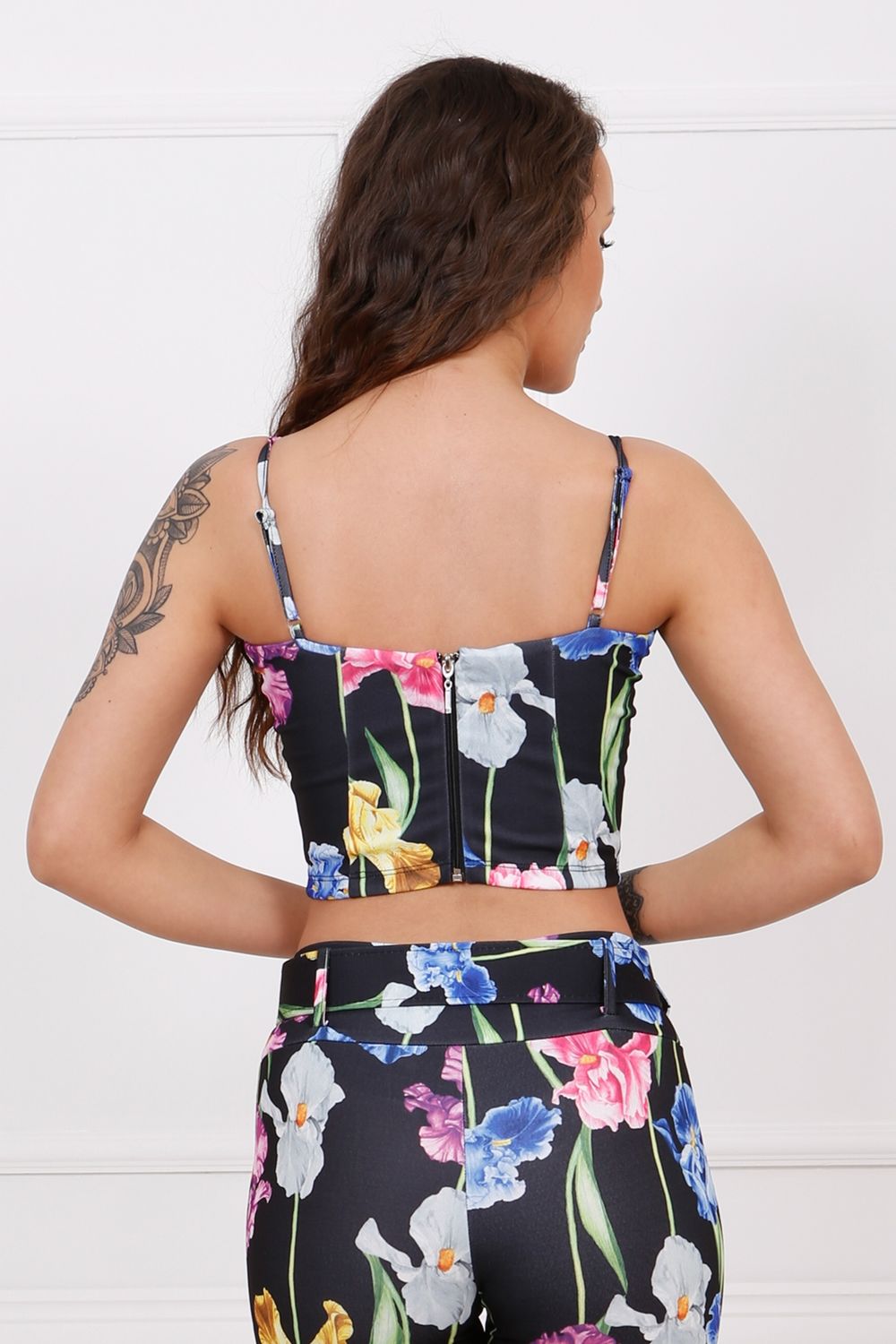 SNS Sense Tulip Patterned Zippered Strappy Bustier - Hagen