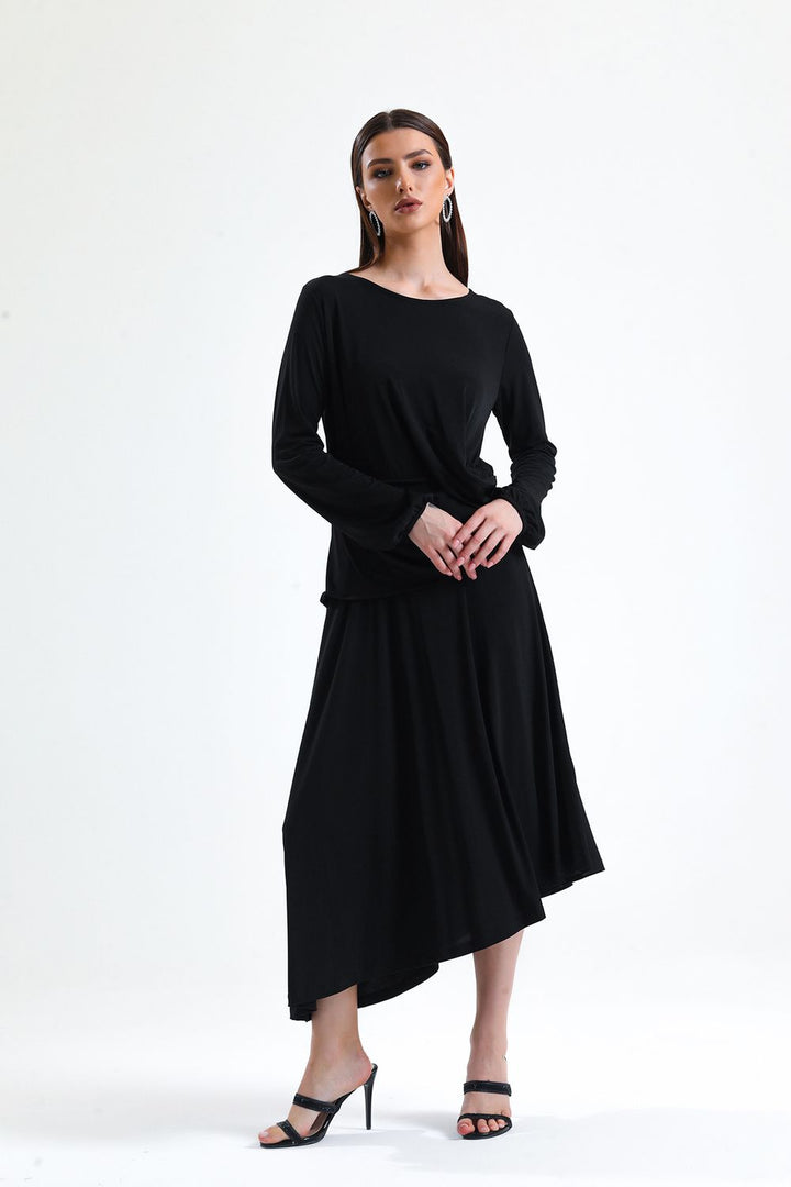 SNS Sense Black Waist Ruffled Sandy Dress - Streatham