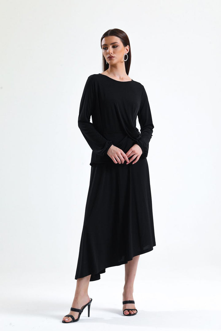 SNS Sense Black Waist Ruffled Sandy Dress - Streatham