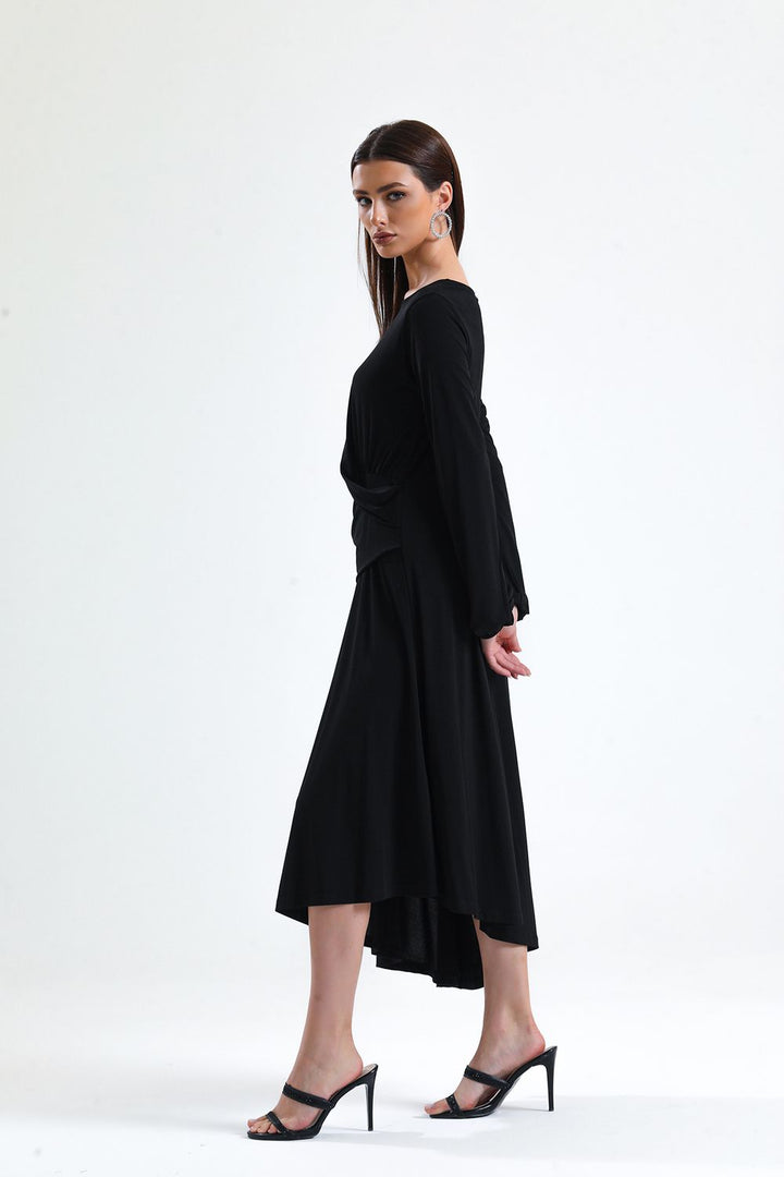 SNS Sense Black Waist Ruffled Sandy Dress - Streatham