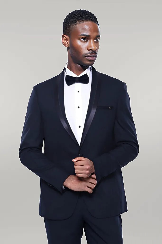 WSS Shawl Lapel Dark Blue Tuxedo Suit  - Singen