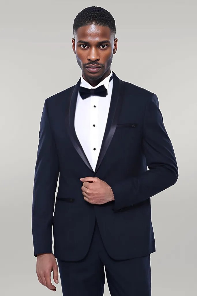 WSS Shawl Lapel Dark Blue Tuxedo Suit  - Singen