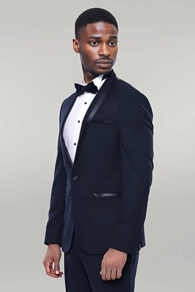 WSS Shawl Lapel Dark Blue Tuxedo Suit  - Singen