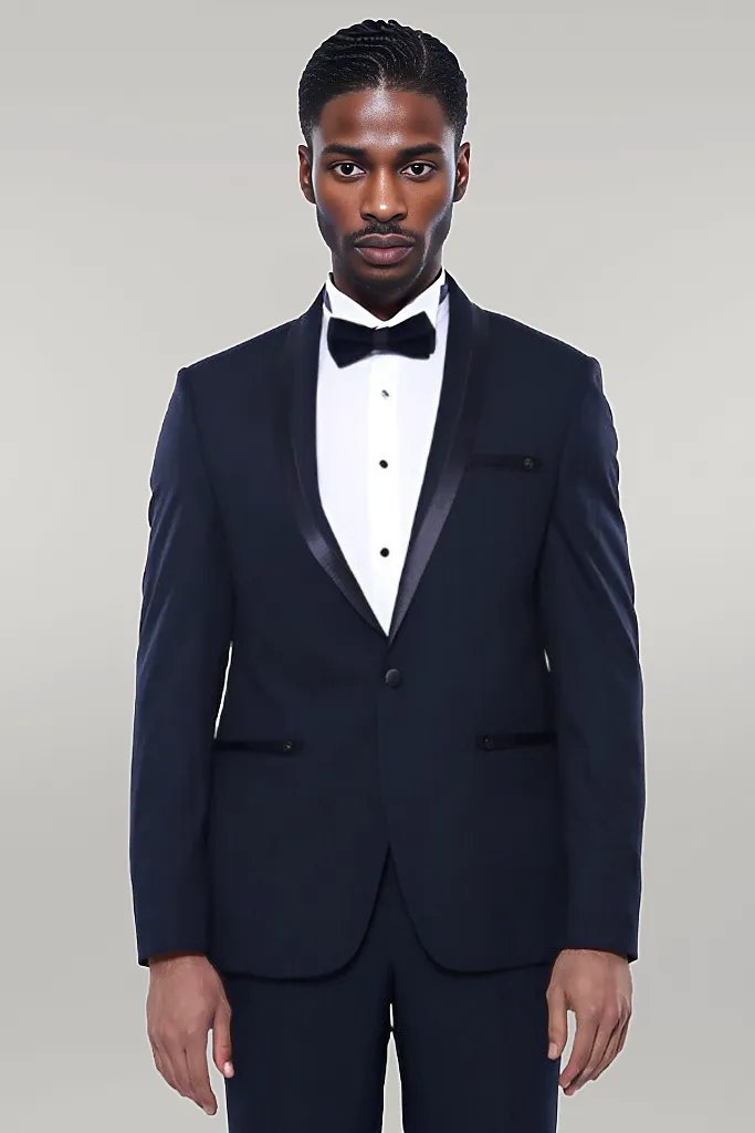 WSS Shawl Lapel Dark Blue Tuxedo Suit  - Singen