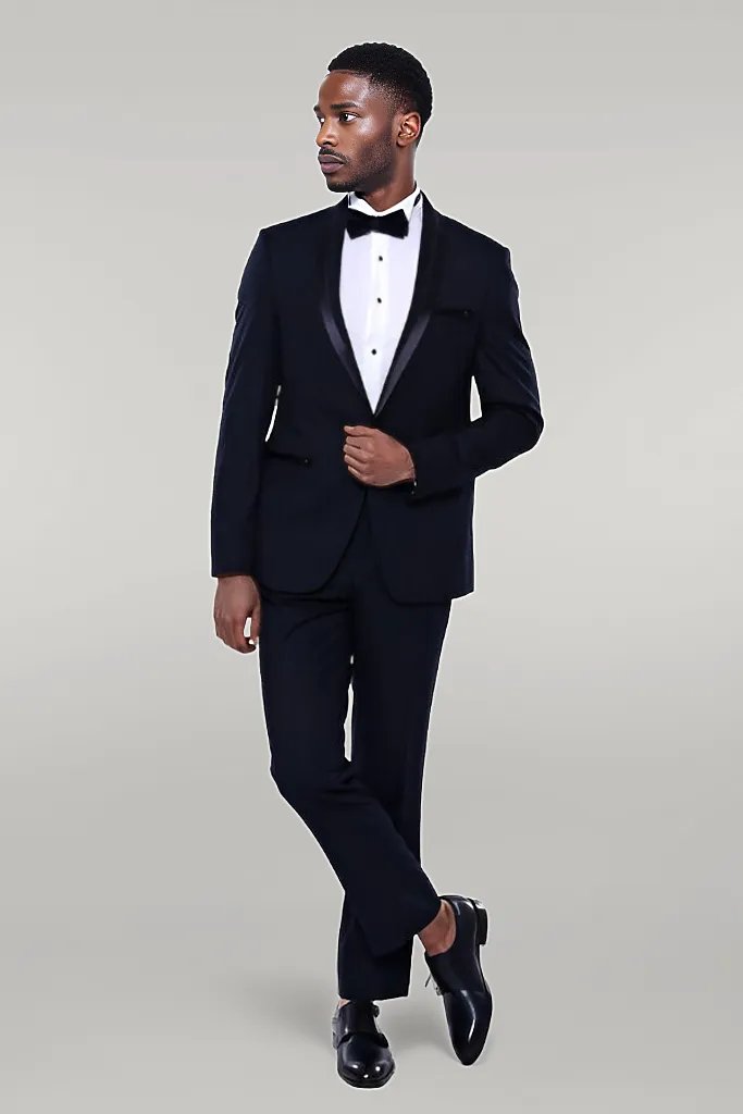 WSS Shawl Lapel Dark Blue Tuxedo Suit  - Singen