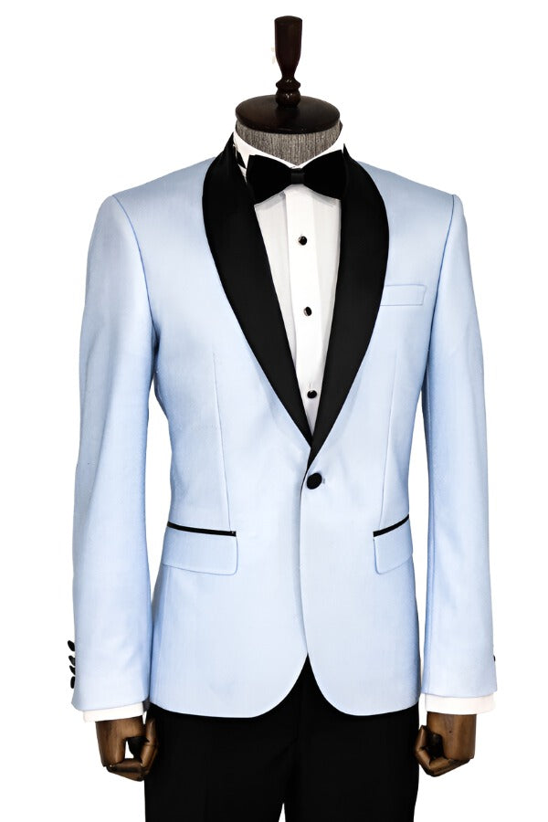 WSS Shawl Lapel Sky Blue Men Prom Blazer  - Singen