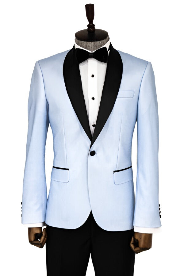 WSS Shawl Lapel Sky Blue Men Prom Blazer  - Singen