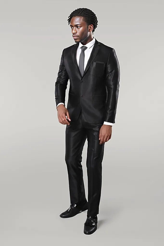 WSS Shiny Black Men Suit  - Singen