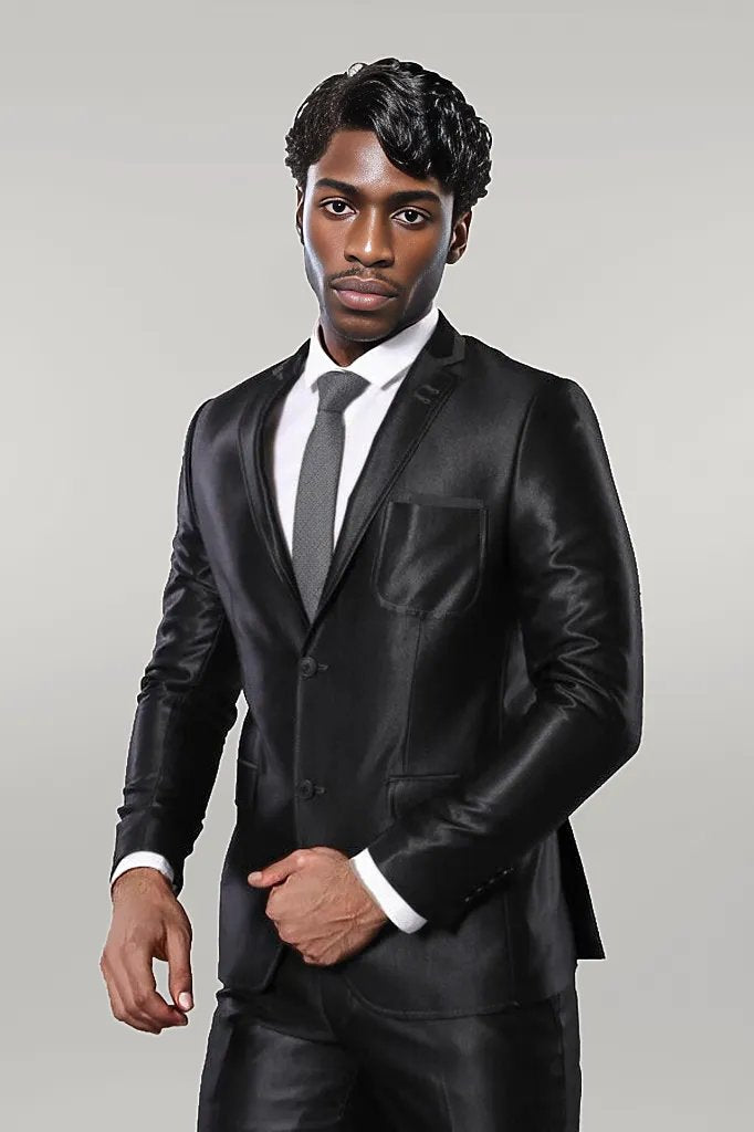 WSS Shiny Black Men Suit  - Singen